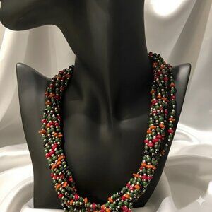 Vintage  Multicolor Beaded Necklace